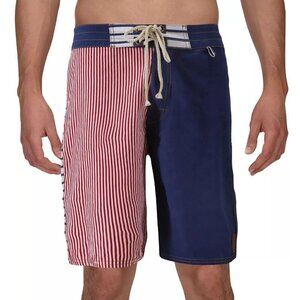 3rd & Army American Flag Multicolor Striped Board Surf Shorts Men's Size 34